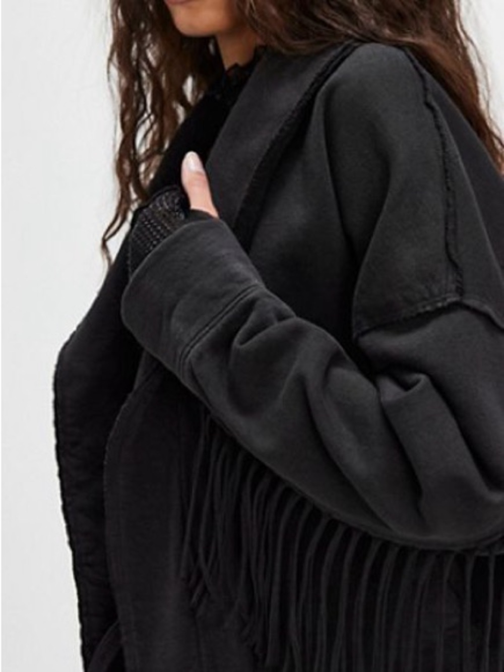 Ragabond x Free People Wyatt Black Fringe Cardi - Picture 2 of 7
